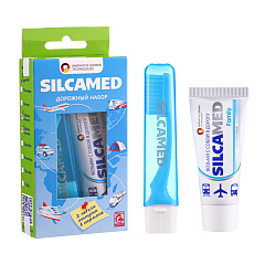 Дорожный набор: зубная паста Silcamed family, 30 г + зубная щётка Silcamed