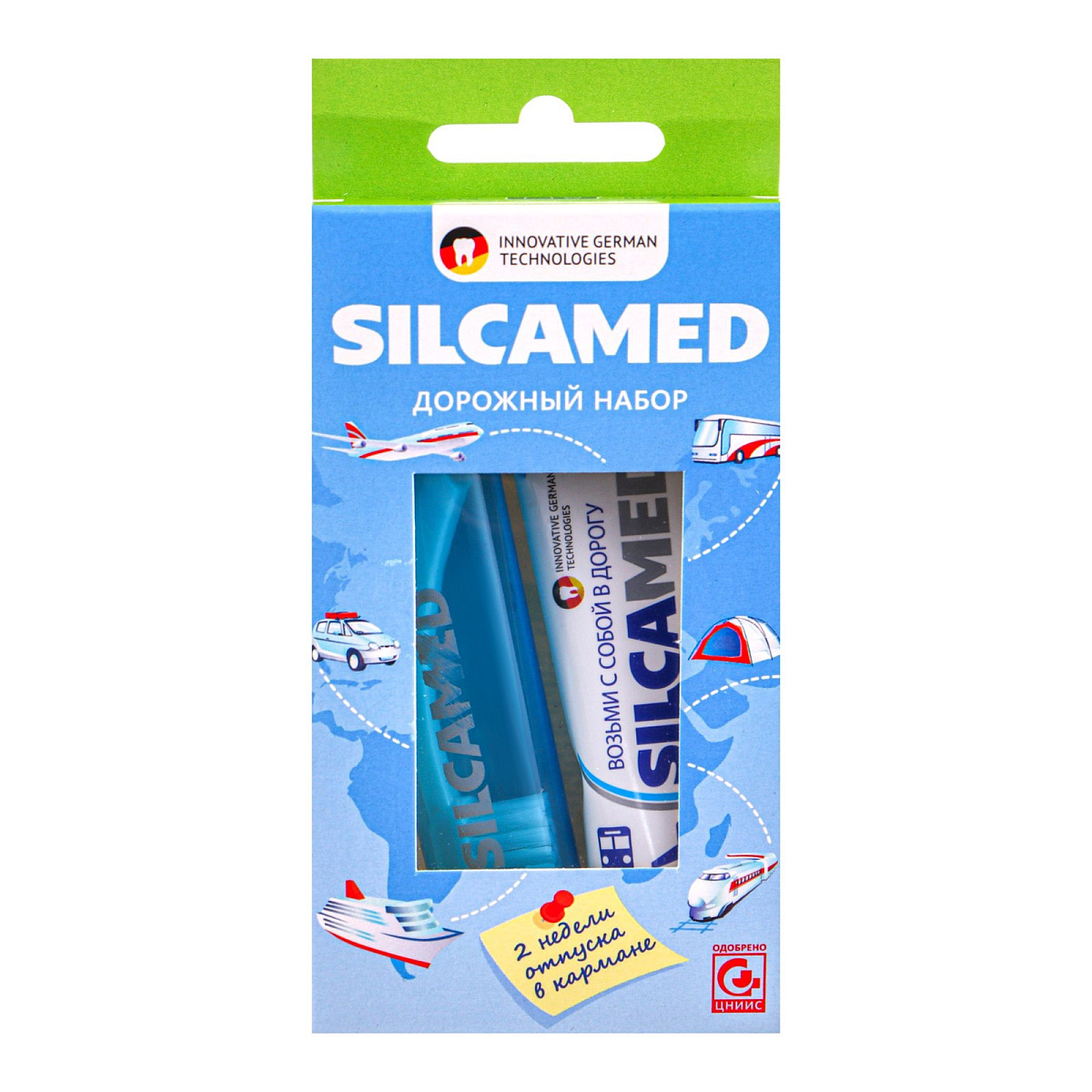 Дорожный набор: зубная паста Silcamed family, 30 г + зубная щётка Silcamed